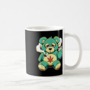 Funny Teddy Bear Pot Leaf Weed Smokin Coffee Mug