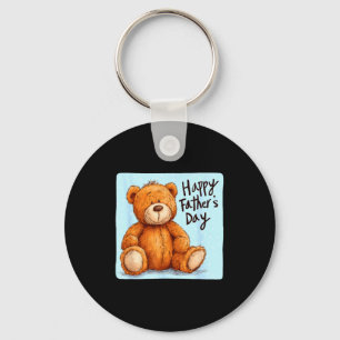 Funny teddy bear with happy father's day speech key ring