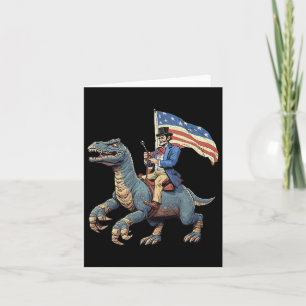 Funny Tee Abe Lincoln Riding A Dinosaur T-rex 4th Card