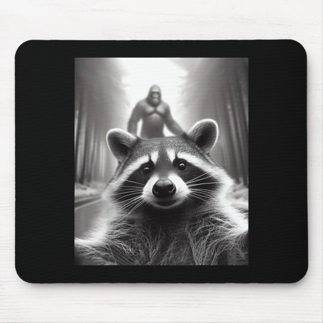 Funny Tee Ed Raccoon Selfie Bigfoot Gift Mens Wome Mouse Pad (Front)