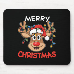 Funny Tee Merry Christmas Reindeer Xmas Mens Women Mouse Pad