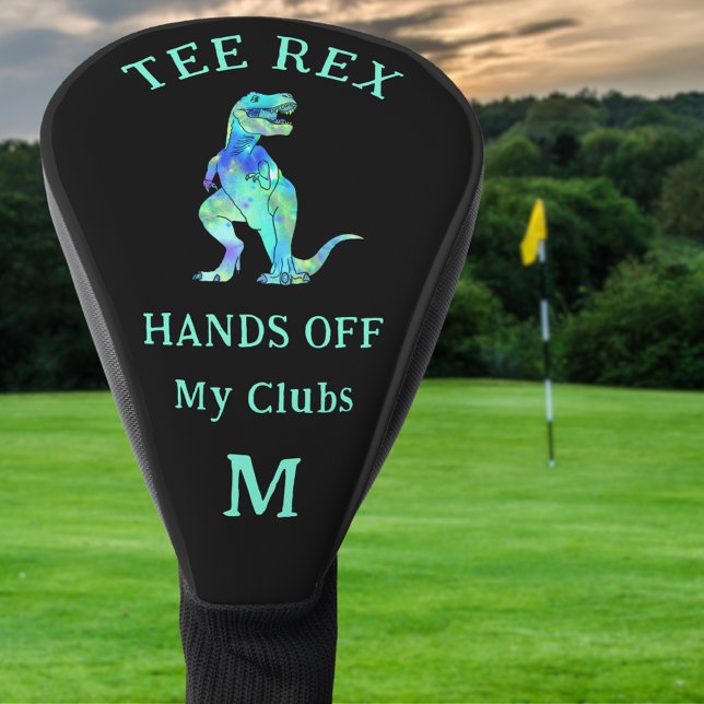 Funny Tee Rex Golfing Joke Personalised  Golf Head Cover (Funny golfing joke Tee Rex dinosaur personalized monogram golf head cover)