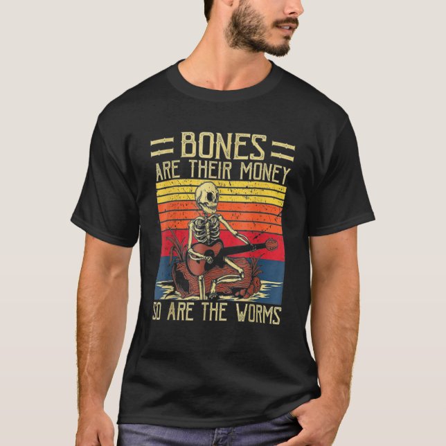 Funny Tee Skeleton Playing Guitar For Women Men (Front)