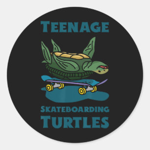 Funny Teenage Skateboarding Turtles Shirt – Shell Classic Round Sticker
