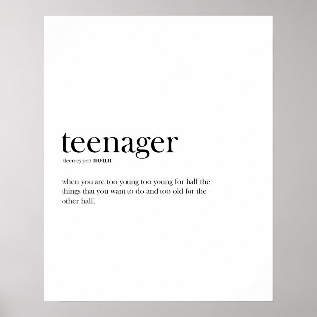 Funny teenager definition typography poster (Front)
