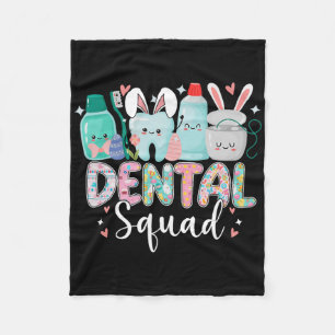 Funny Teeth Dental Squad Dentist Happy Easter Day Fleece Blanket