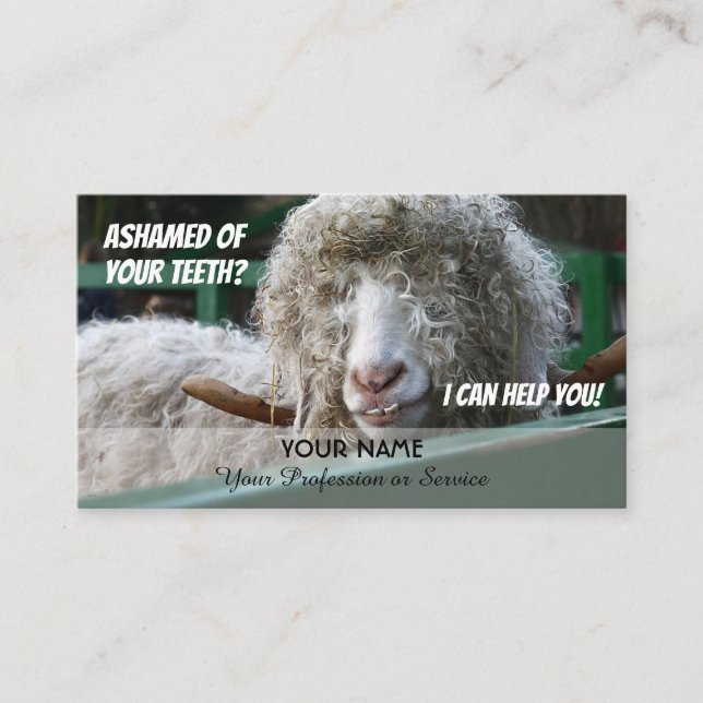 Funny teeth for dental experts against shame busin business card (Front)