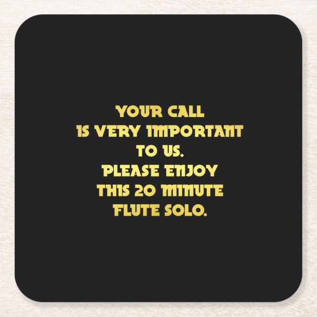 Funny Telephone Customer Service Joke Square Paper Coaster (Front)