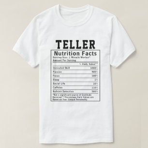 Funny Teller Nutrition Facts Financial Worker Gift T-Shirt