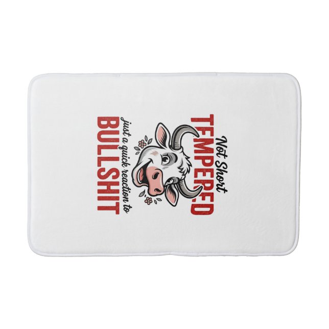 Funny Tempered Cow Vintage Bath Mat (Front)
