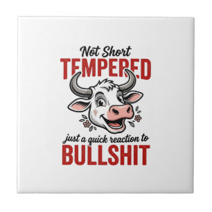 Funny Tempered Cow Vintage Ceramic Tile