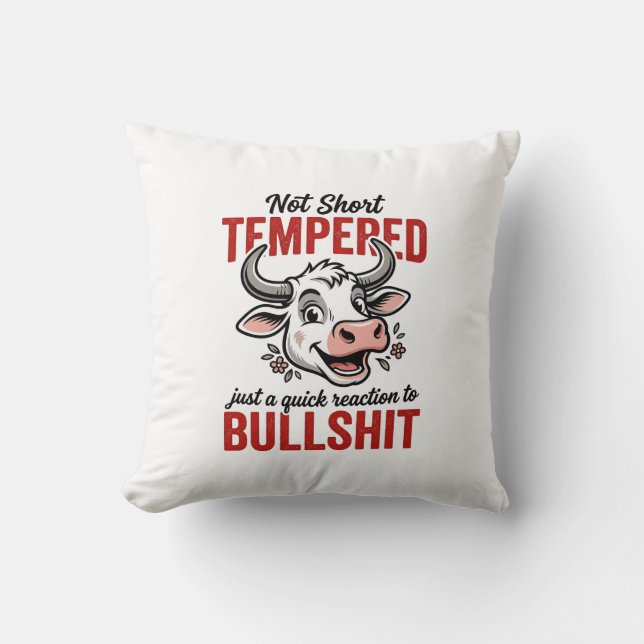 Funny Tempered Cow Vintage Cushion (Front)
