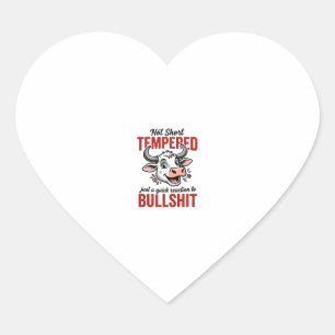 Funny Tempered Cow Vintage Heart Sticker
