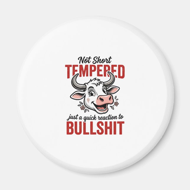 Funny Tempered Cow Vintage Magnet (Front)