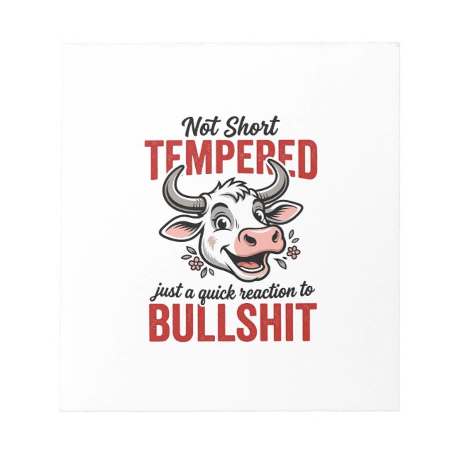 Funny Tempered Cow Vintage Notepad (Front)