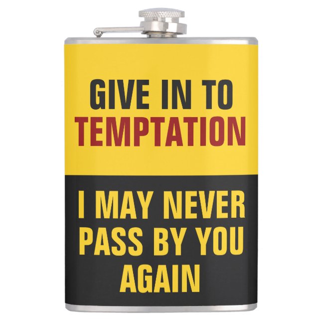 Funny Temptation custom monogram flask (Front)