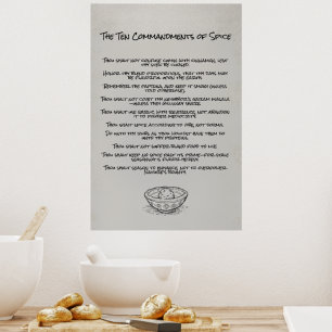 Funny Ten Commandments of Spice Kitchen Wall Art