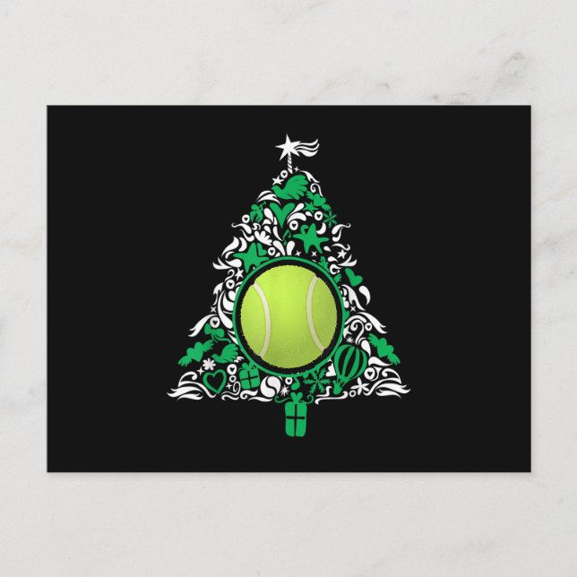 Funny Tennis Ball Christmas Tree Decorations Xmas Announcement Postcard (Front)
