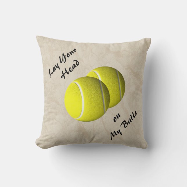 Funny Tennis Ball Mojo Throw Pillow (Front)
