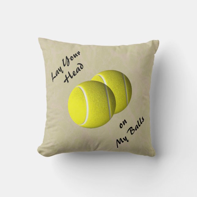 Funny Tennis Ball Mojo Throw Pillow (Front)