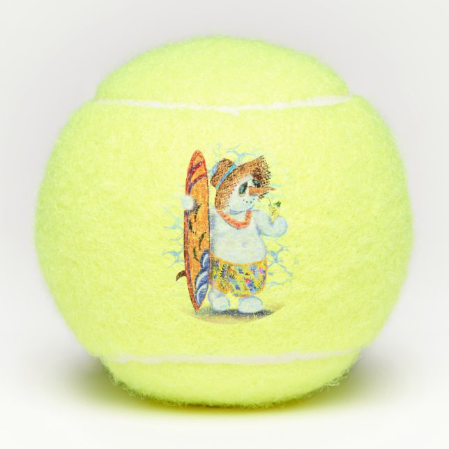 Funny Tennis Balls Snowman Surfer (Front)