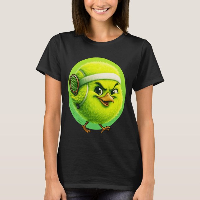 Funny Tennis Bird Cute Kawaii Animal Athlete Carto T-Shirt (Front)