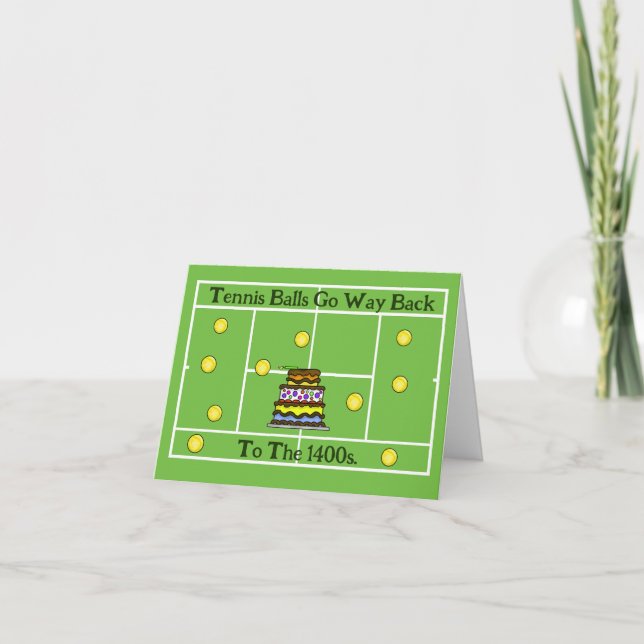Funny Tennis Birthday Card with Tennis Ball Trivia (Front)