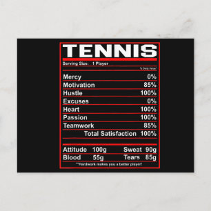 Funny Tennis Nutrition Facts Women Men Invitation Postcard