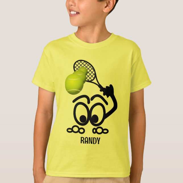 Funny Tennis Player Personalised Boys T-Shirt (Front)
