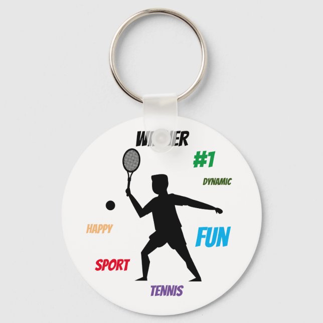 Funny Tennis Player Quote Design – Cool Sport Key Ring (Front)