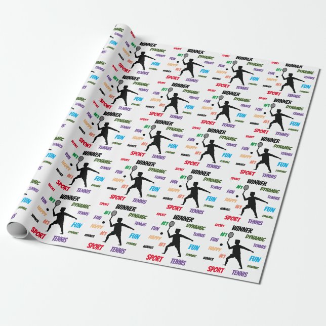Funny Tennis Player Quote Design – Cool Sport Wrapping Paper (Unrolled)