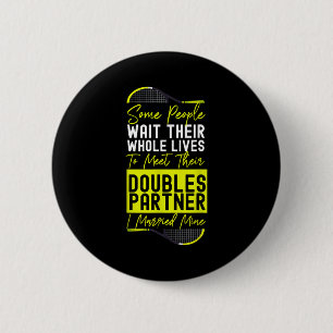 Funny Tennis Player Racket Husband Wife Marriage W 6 Cm Round Badge