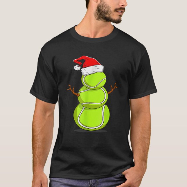 Funny Tennis Player Snowman Christmas For men wome T-Shirt (Front)