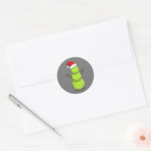 Funny Tennis Player Snowman Christmas Gift Classic Round Sticker