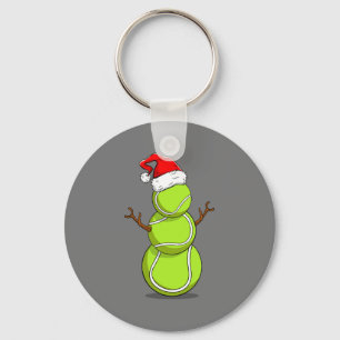 Funny Tennis Player Snowman Christmas Gift Key Ring