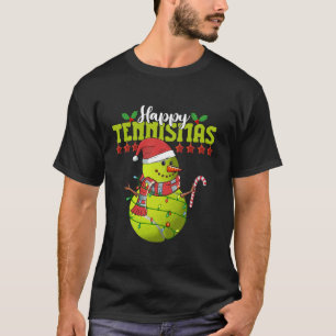 Funny Tennis Player Xmas Lights Tennis Ugly Xmas S T-Shirt