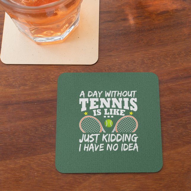 Funny Tennis Quote Typography Square Paper Coaster (Creator Uploaded)