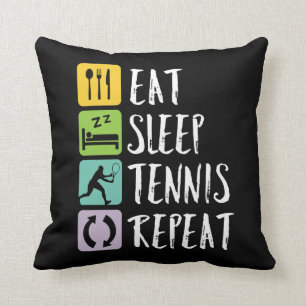 Funny Tennis Sports Eat Sleep Tennis Repeat Cushion