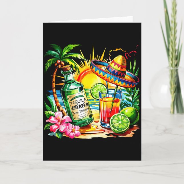 Funny Tequila Drinking Cinco De Mayo Mexican Party Card (Front)