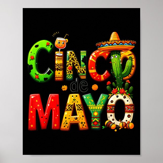 Funny Tequila Drinking Cinco De Mayo Mexican Party Poster (Front)