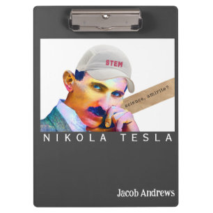 Funny Tesla Personalised   Clipboard