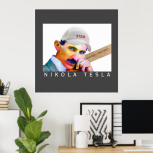Funny Tesla Portrait  Poster