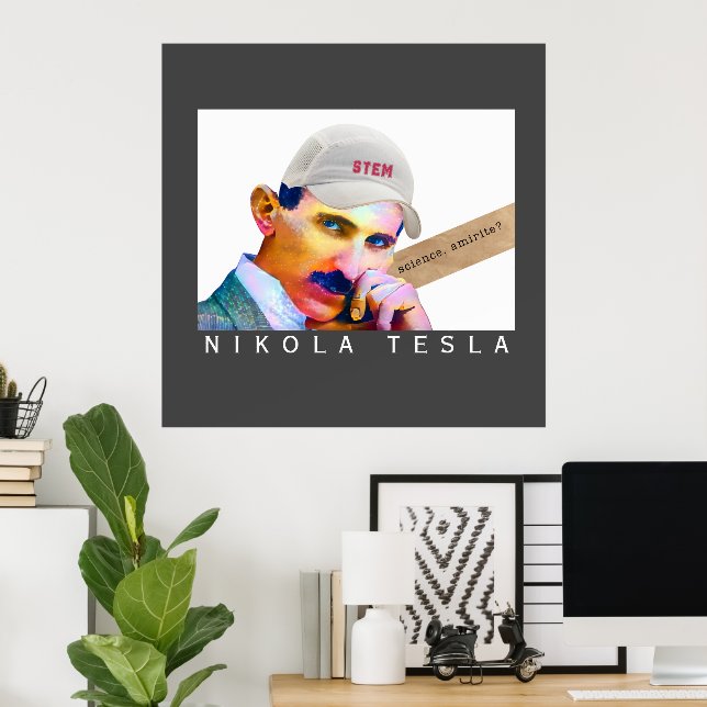 Funny Tesla Portrait  Poster (Home Office)