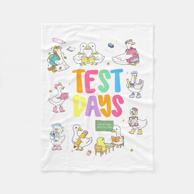 Funny Test Day Goose Testing Day STAAR Day Teacher Fleece Blanket (Front)