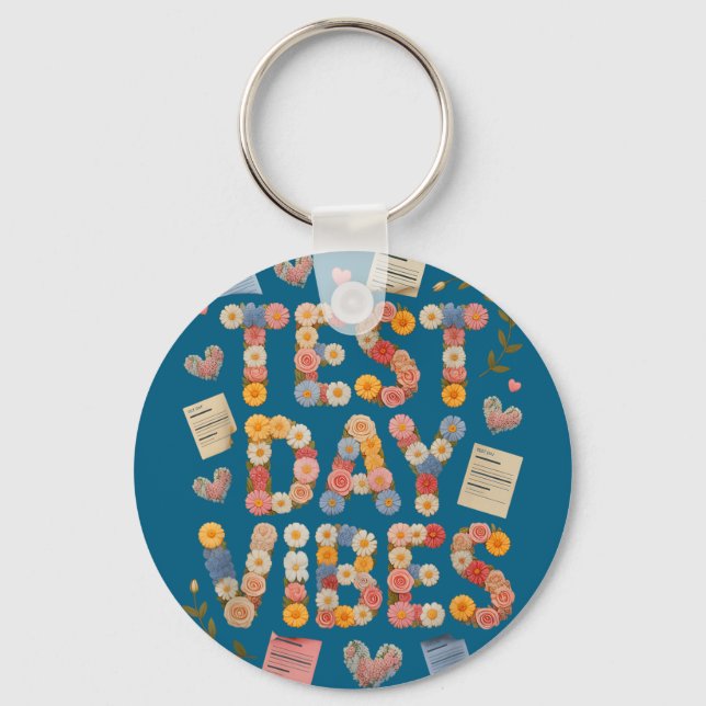 Funny test day vibes everything is fine stemFunny  Key Ring (Front)