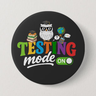 Funny Testing Mode On Cool Owl   Teacher & Student 7.5 Cm Round Badge