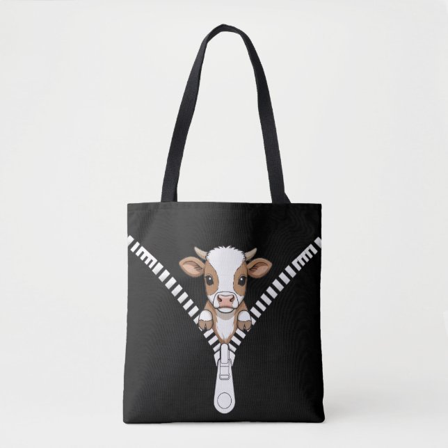 Funny Texas Longhorn calf Peek Tote Bag (Front)
