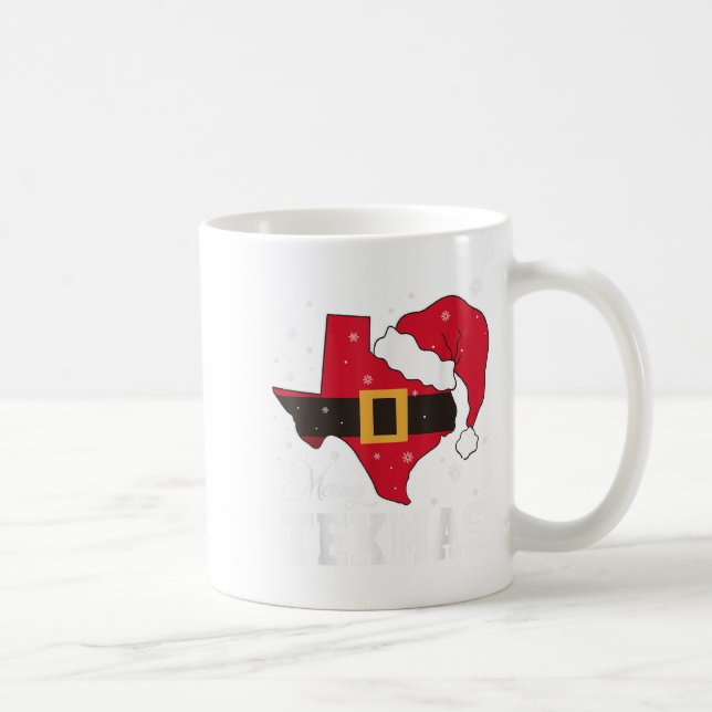 Funny Texas Merry Texmas Christmas State Santa Hat Coffee Mug (Right)