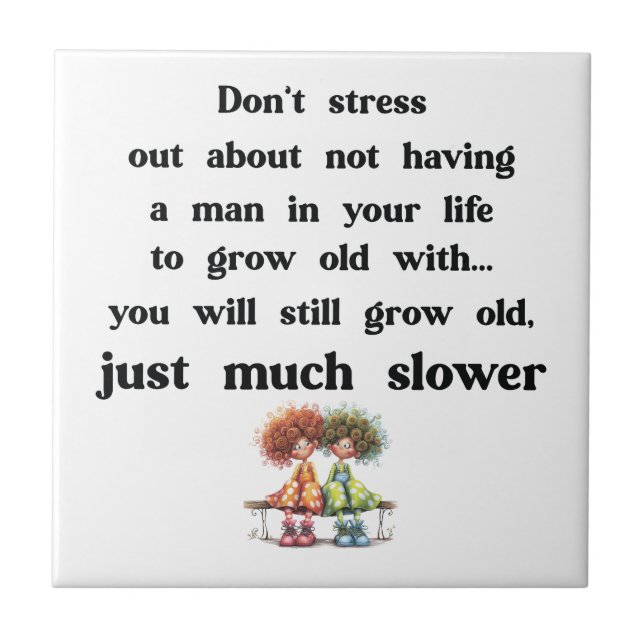 Funny text about women and men ceramic tile (Front)