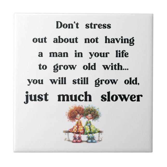 Funny text about women and men ceramic tile (Front)